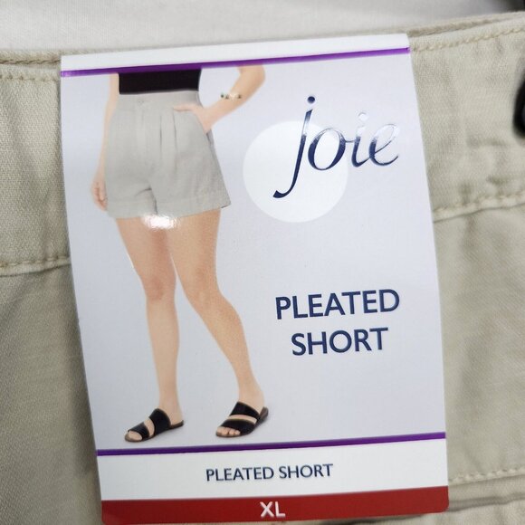 Joie Shorts Pleated Linen Blend Womens XL Beige High Waisted Pockets New - Picture 15 of 16